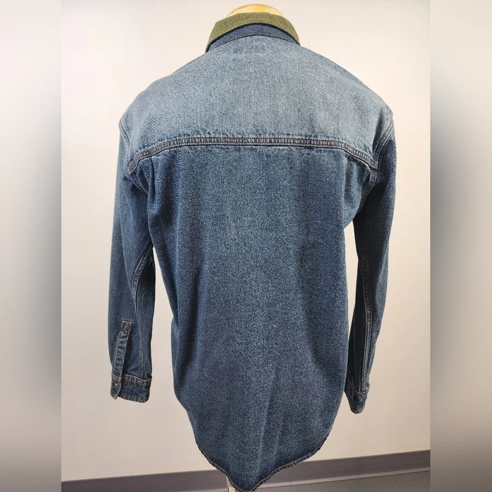 Five CM Denim Shirt Jacket Camo Pocket Corduroy Collar Streetwear Size Small